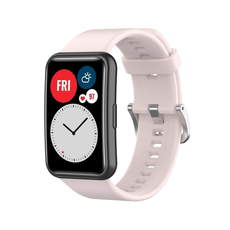 Silicone watch strap with silver steel buckle, light pink for smartwatch