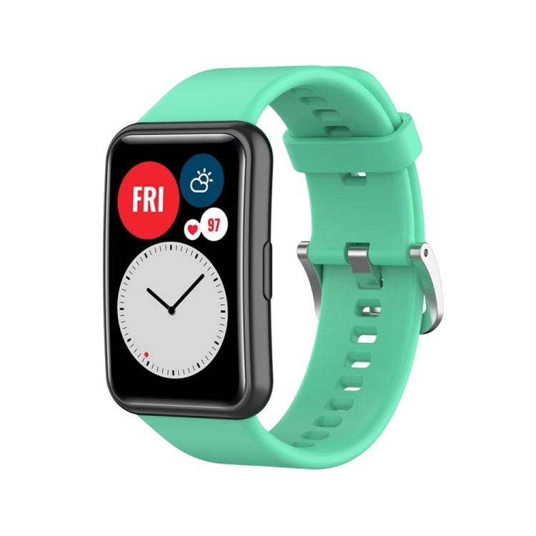Silicone watch strap with silver steel buckle, bright green for smartwatch