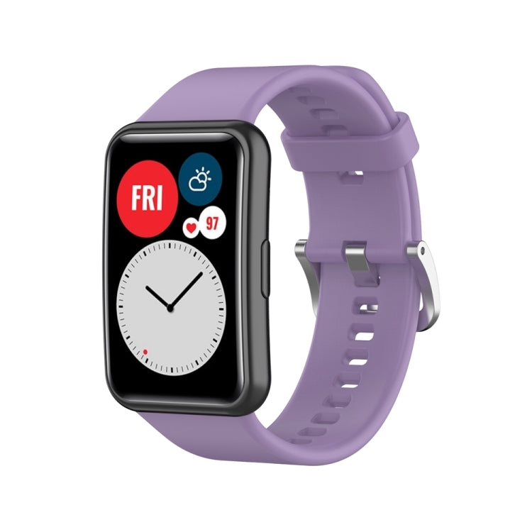 Silicone watch strap with silver steel buckle, light purple for smartwatch