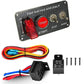 Racing ignition switch panel with red ENGINE START button, rocker ON/OFF, and ACC2