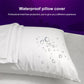 White waterproof pillowcase with water droplets on the surface
