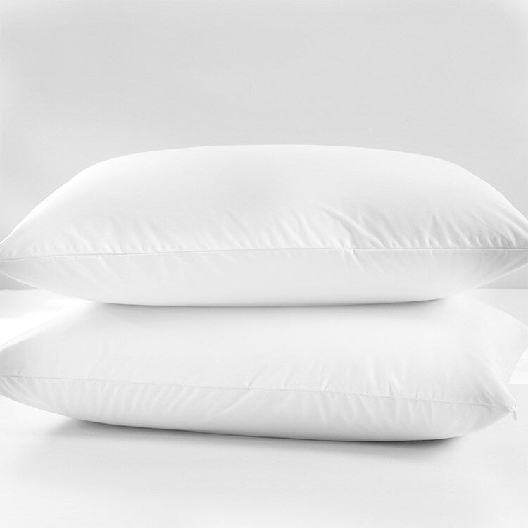White pillowcase with stitched border, stacked pillow view