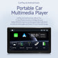 Portable car multimedia player screen with AirPlay, AutoLink, and input icons