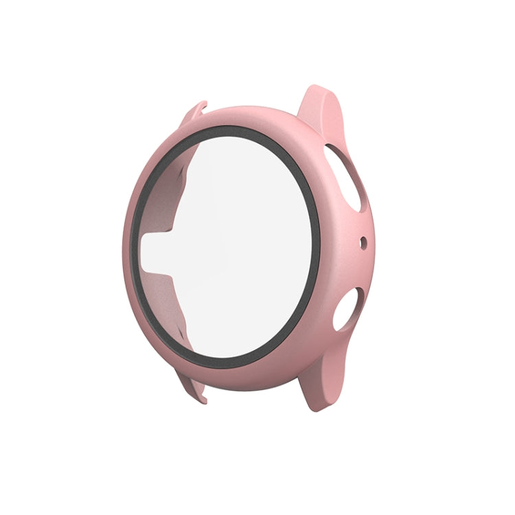 Pink protective watch bezel case with dark inner ring and side cutouts