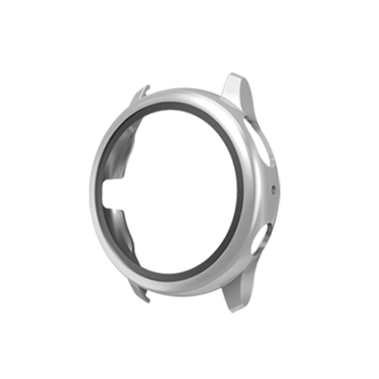Silver protective watch bezel case with front opening and protective side tabs