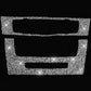 Diamond silver glitter dashboard overlay for air conditioning control panel with window cutouts