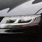 Silver glitter headlight eyebrow strip on front headlamp with chrome trim