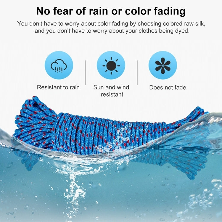 Water-resistant outdoor clothes rope, blue multicolor speckled coiled rope
