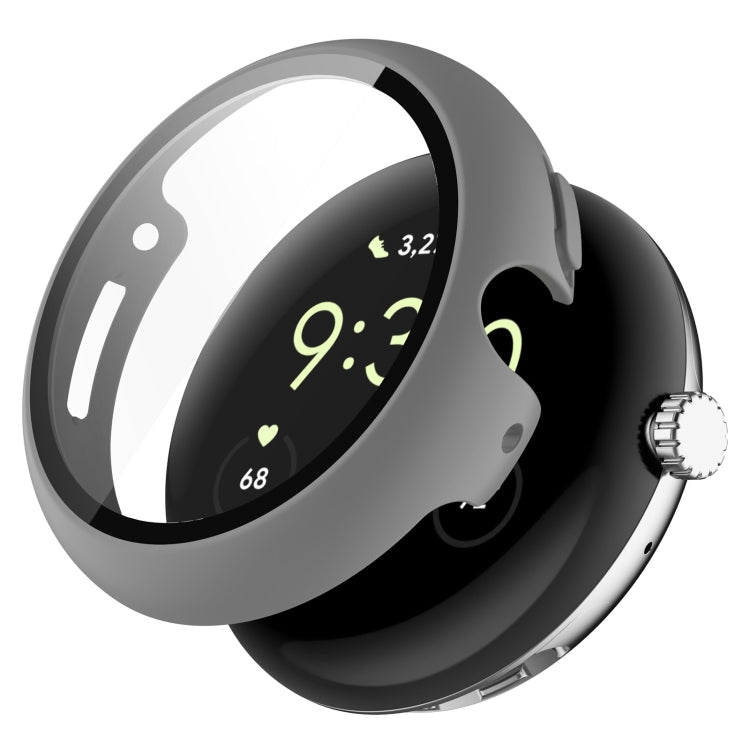 Grey PC integrated watch protective case with clear tempered screen film overlay