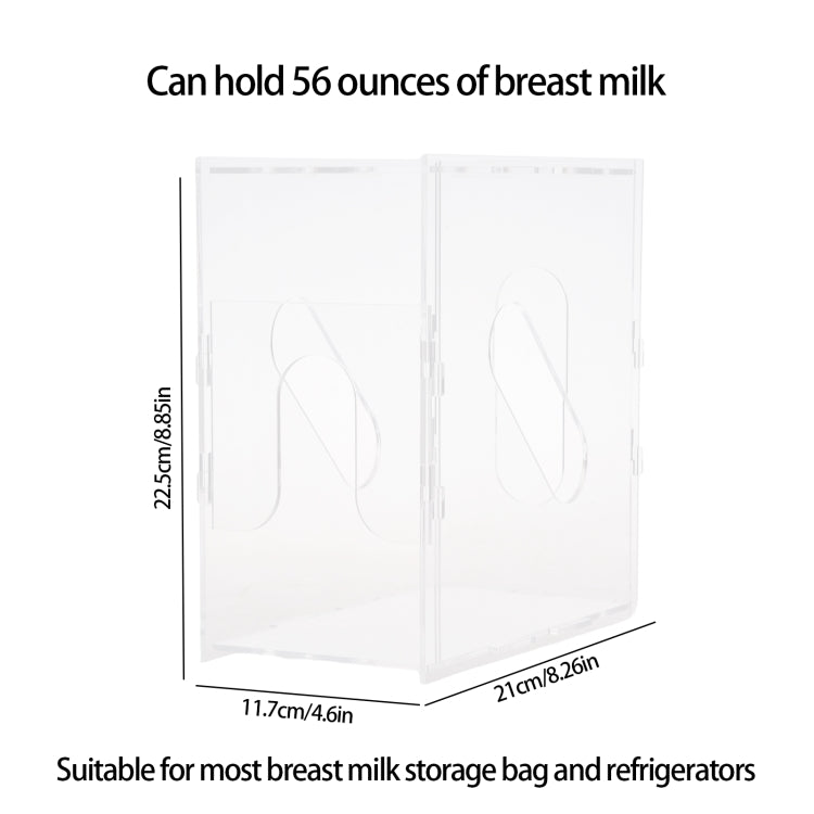 Clear acrylic breast milk storage container with double-compartment doors and side handles
