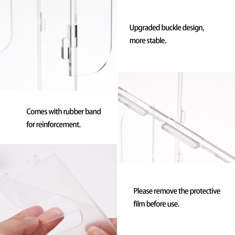 Clear acrylic breast milk storage container with latch hardware and protective film