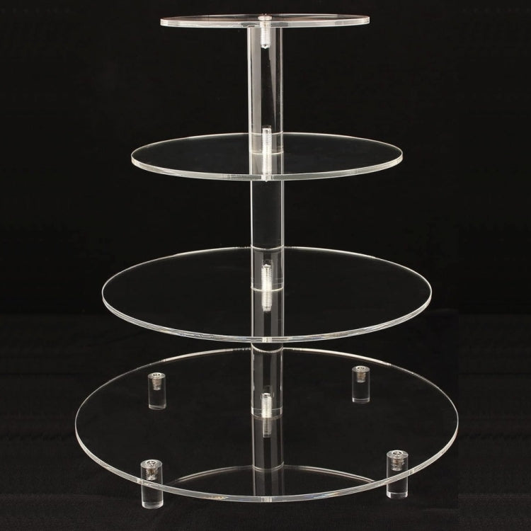 Clear acrylic 4-tier round cupcake stand with four tiers and central column support