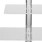Close-up of clear acrylic tiers on a chrome center post cupcake stand