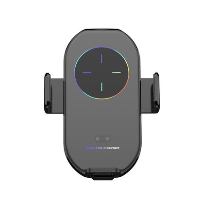 Gray wireless car air outlet phone holder with illuminated charging ring