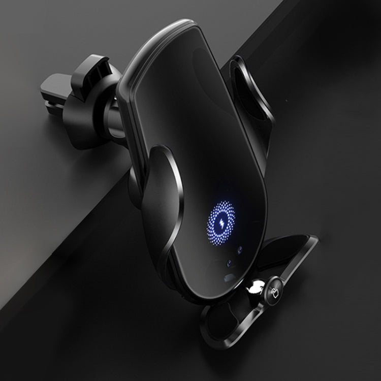 Black wireless car air-outlet phone holder with infrared charging light indicator