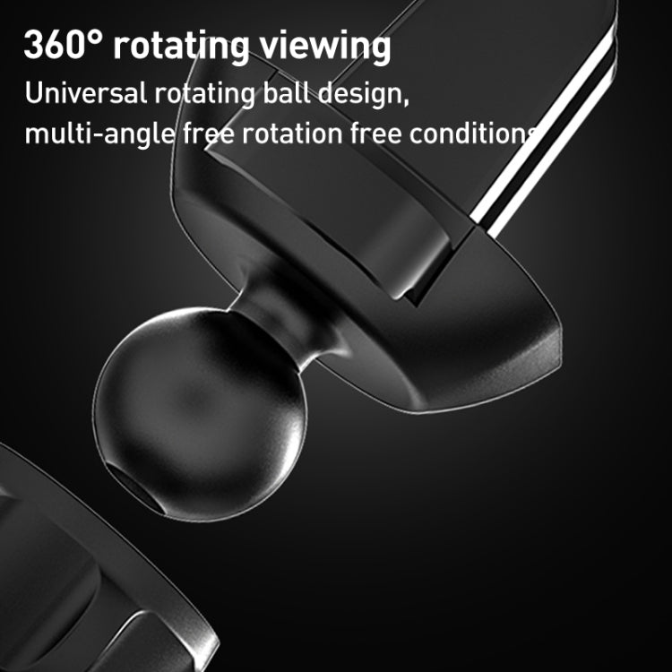 Black wireless car phone holder with 360-degree rotating ball mount and clamp