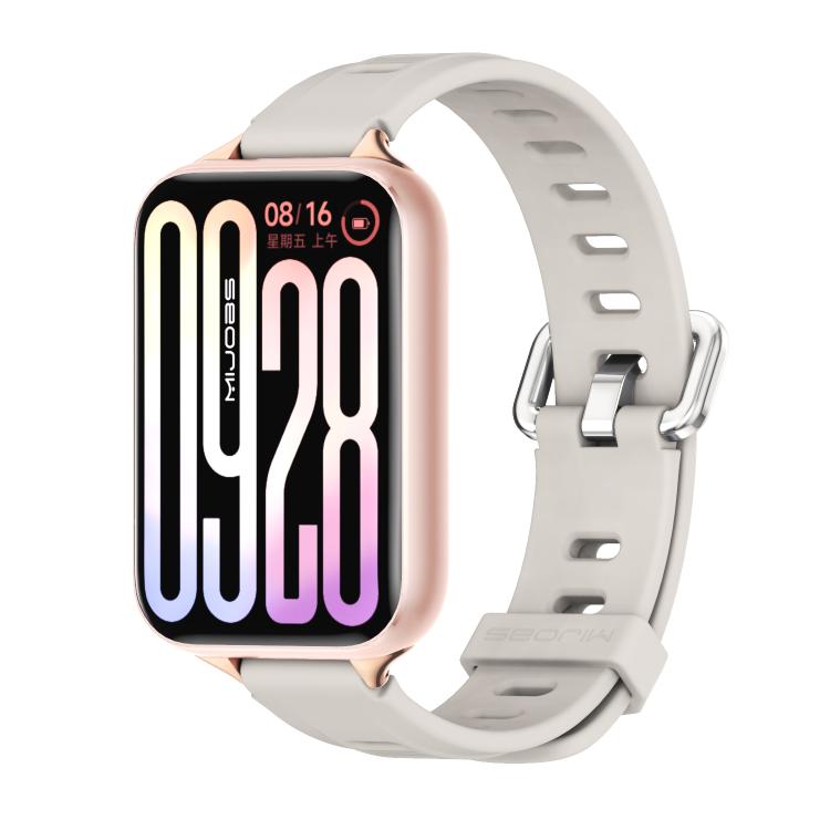 Silicone watch band with perforated holes, light gray color, for smart watch