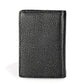 Black leather RFID card holder, textured grain, vertical slim profile