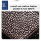 Close-up of dark brown textured leather surface on an RFID card holder