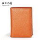 RFID antimagnetic leather card holder, textured brown-orange, slim men’s wallet