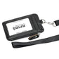 Black RFID card holder wallet with front card pocket, zipper pull, and shoulder strap