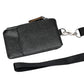 Black RFID card holder wallet with full leather front and strap attachment hardware