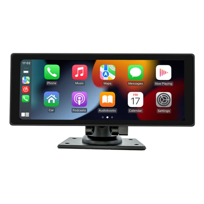 10-inch car MP5 player with touchscreen display showing apps and menus