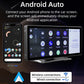 Portable car MP5 player showing Android Auto interface on touchscreen
