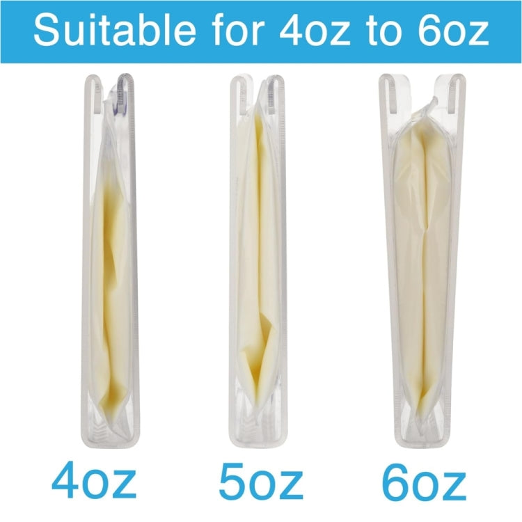 Set of clear vertical storage bag holders for 4oz, 5oz, and 6oz pouches