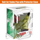 Clear acrylic wall display bracket holding a boxed collectible with protector case