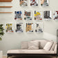 Multiple clear acrylic wall display brackets mounted in a grid for collectible boxes