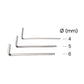 Hex key set for guitar maintenance, three L-shaped wrenches sized 4, 5, and 6 mm