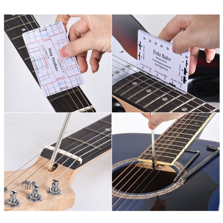 Guitar fret ruler tool and measurement shown on the fretboard