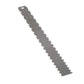 Dark gray guitar neck measuring ruler with notched edges and mounting hole