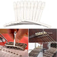 Set of string gauges and tools for measuring and threading guitar strings