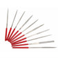 Needle file set with red handles and silver pointed metal tips