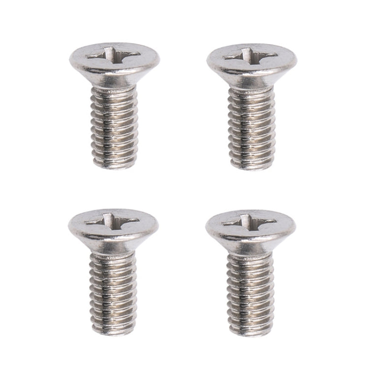 Brake disc rotor fixing screws, flat head, cross-drive, silver metal, 4-pack
