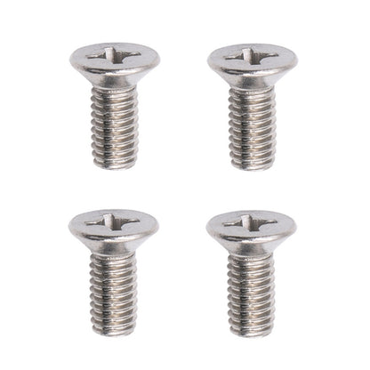 Brake disc rotor fixing screws, flat head, cross-drive, silver metal, 4-pack