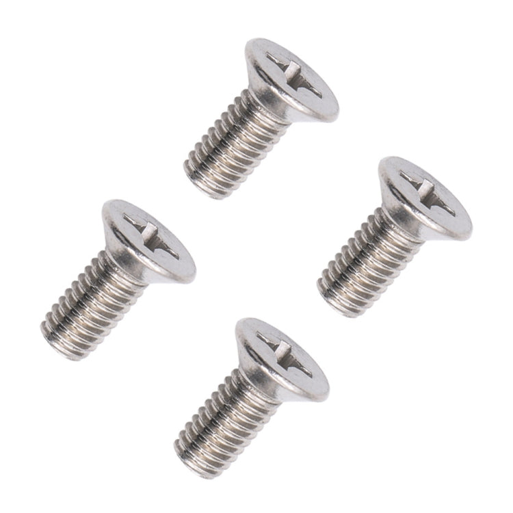 Set of four silver flat-head cross-drive brake disc rotor fixing screws