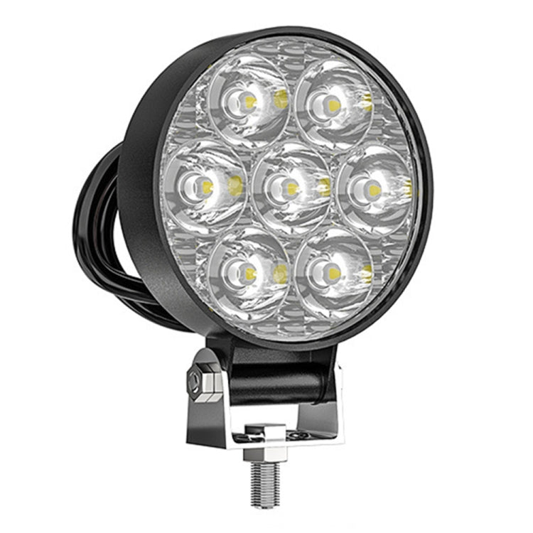 Black round multi-LED auxiliary car work light with mounting bracket and bolt