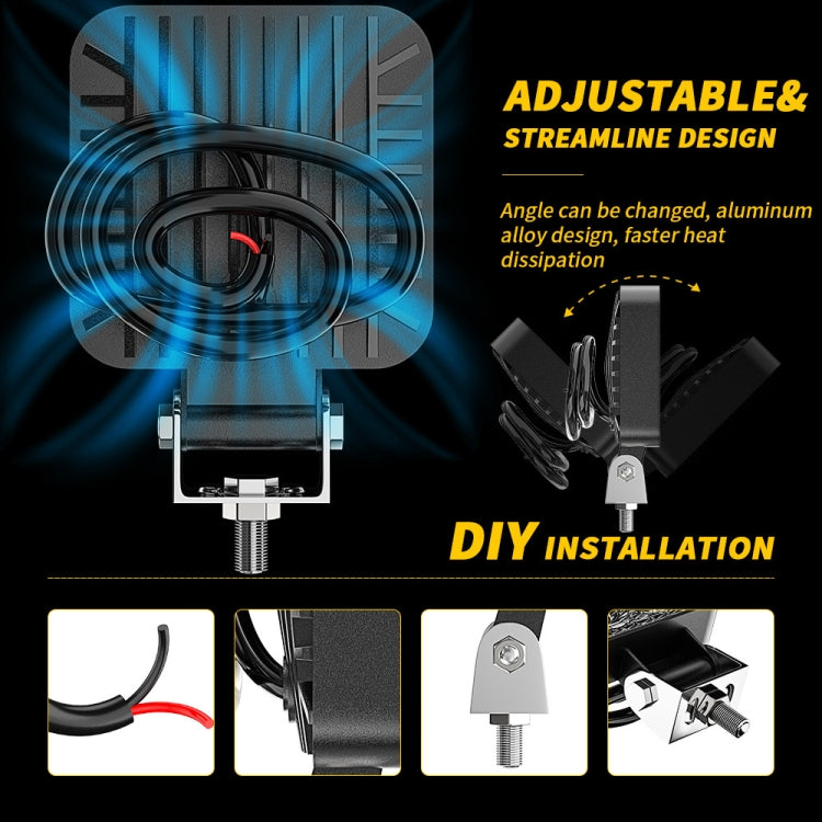 Adjustable swivel multi-LED auxiliary work light with heat-dissipation fins