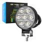 Black round multi-LED auxiliary light with mounting bracket and power cable