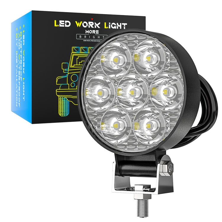 Black round multi-LED auxiliary light with mounting bracket and power cable