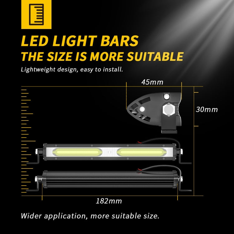 Black LED work light bar diagram with two LED strips and front mounting points