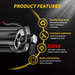 Black LED work light bar end view with power leads and two LED strips