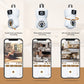 White dual-lens motion tracking smart camera shown from multiple angles