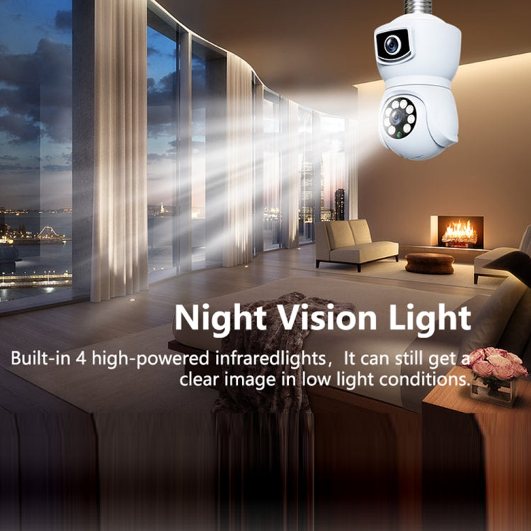 White bulb-style dual-lens smart security camera for indoor night vision