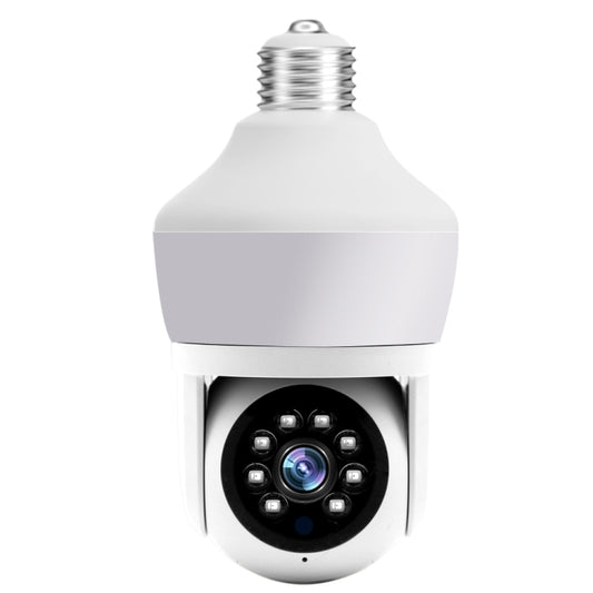 Bulb-style smart security camera with visible lens and IR LED array