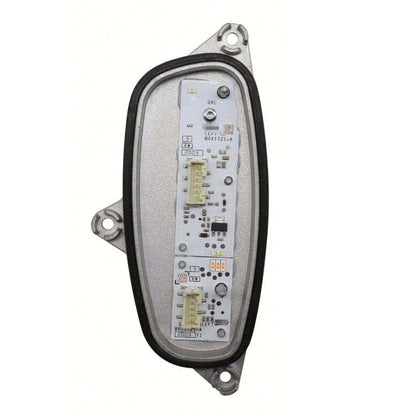 Left LED turn signal ballast control module with circuit board in black housing