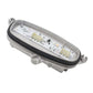 Left LED turn signal ballast control module, side view with electronics on PCB